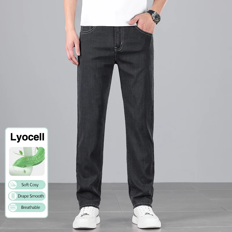 Summer Thin Men's Lyocell Jeans Classic Straight Business Casual Denim Pants Comfortable Soft Elastic Trousers Brand Clothes
Summer Thin Men's Lyocell Jeans Classic Straight Business Casual Denim Pants Comfortable Soft Elastic Trousers Brand Clothes