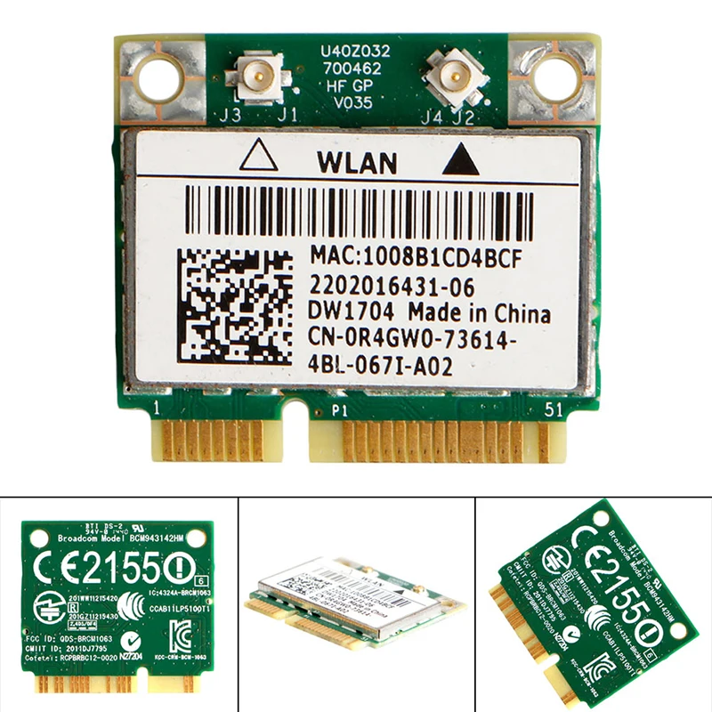 DW1704 R4GW0 BCM943142HM Беспроводная связь Wi-Fi 300 Мбит/с Bluetooth-совместимый Wlan
DW1704 R4GW0 BCM943142HM Беспроводная связь Wi-Fi 300 Мбит/с Bluetooth-совместимый Wlan