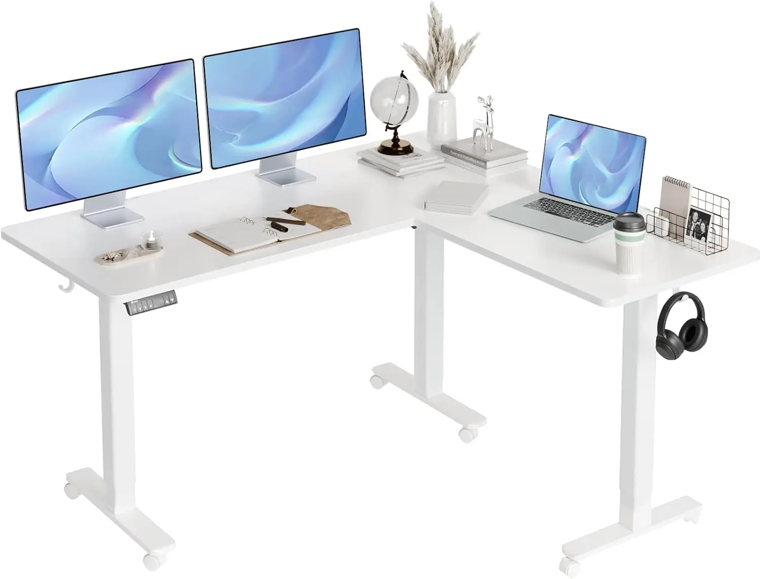 L Shaped Standing Desk Adjustable Height Dual Motor Electric Corner Standing Desk 63x55 inch Sit Stand up Desk with Splice
L Shaped Standing Desk Adjustable Height Dual Motor Electric Corner Standing Desk 63x55 inch Sit Stand up Desk with Splice