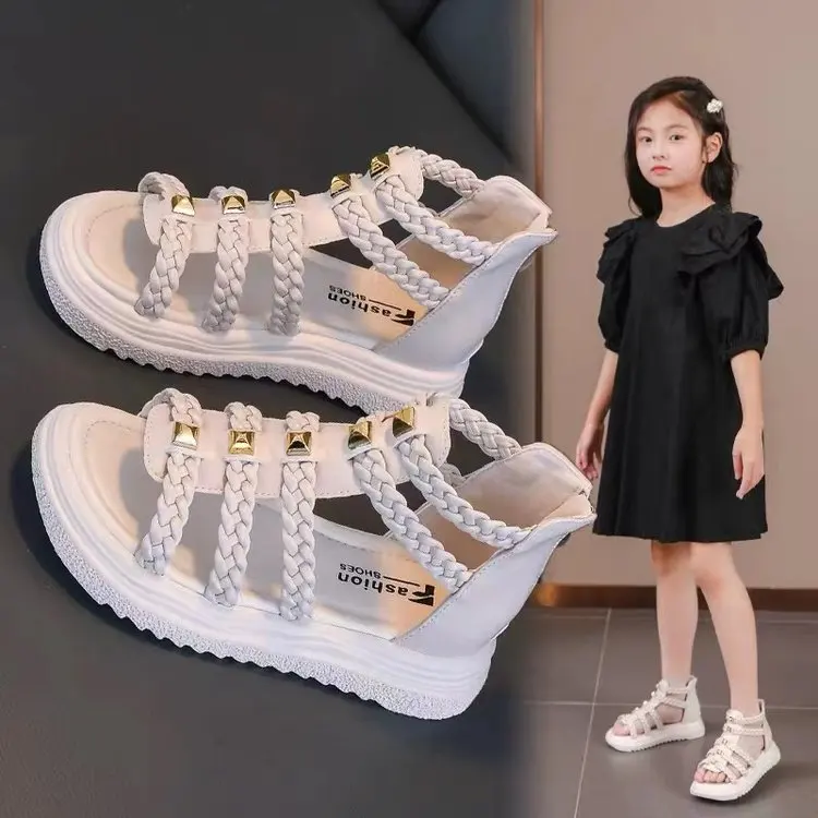 Girls Sandals Fashion Back Zipper Children Beach Shoes Summer Black White Soft Sole Nonslip Kids Footwear Princess Roman Shoes
Girls Sandals Fashion Back Zipper Children Beach Shoes Summer Black White Soft Sole Nonslip Kids Footwear Princess Roman Shoes