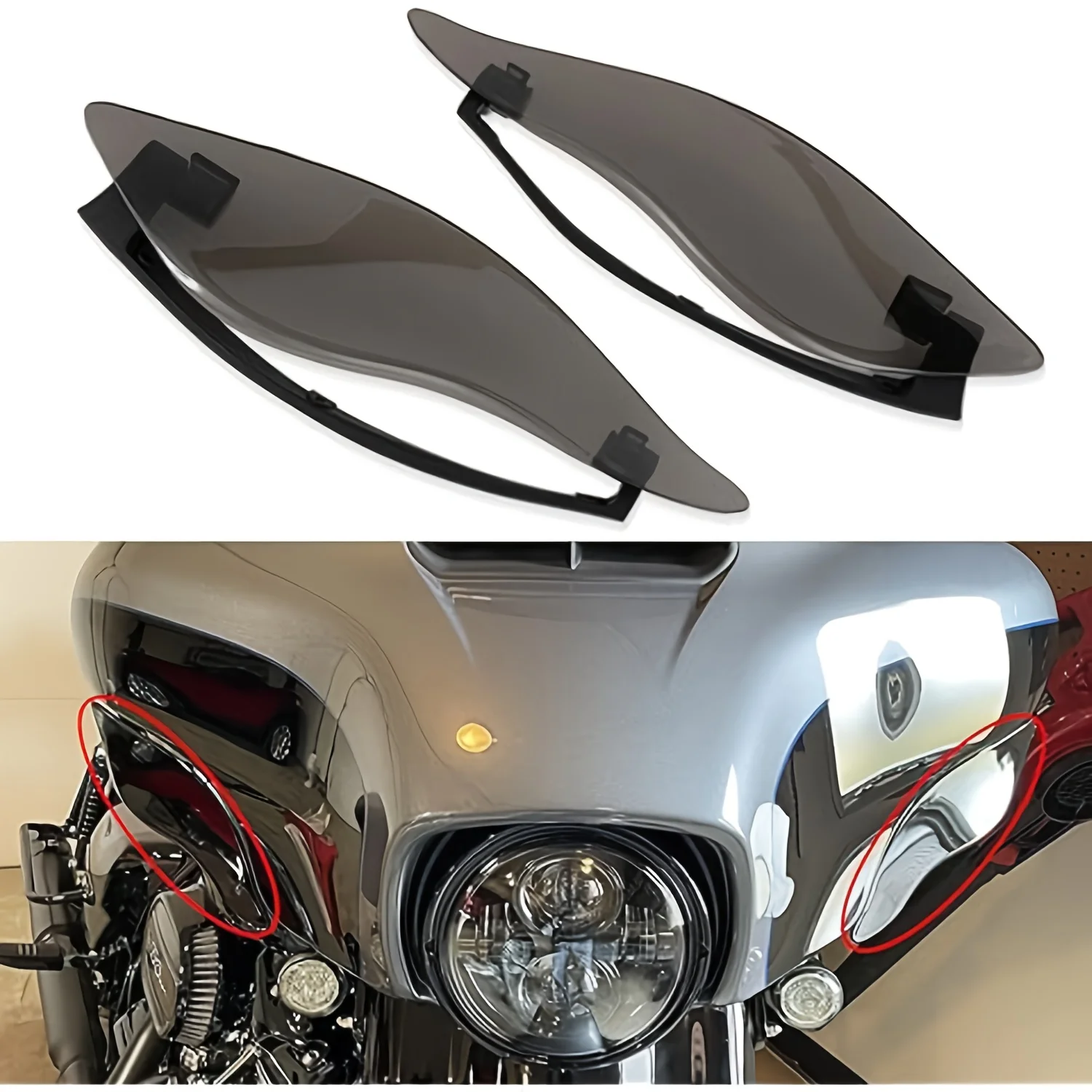 Fairing side wing windshields, compatible with 2014-2024 Haley-Ilex Glider Street Glider III fairing.
Fairing side wing windshields, compatible with 2014-2024 Haley-Ilex Glider Street Glider III fairing.