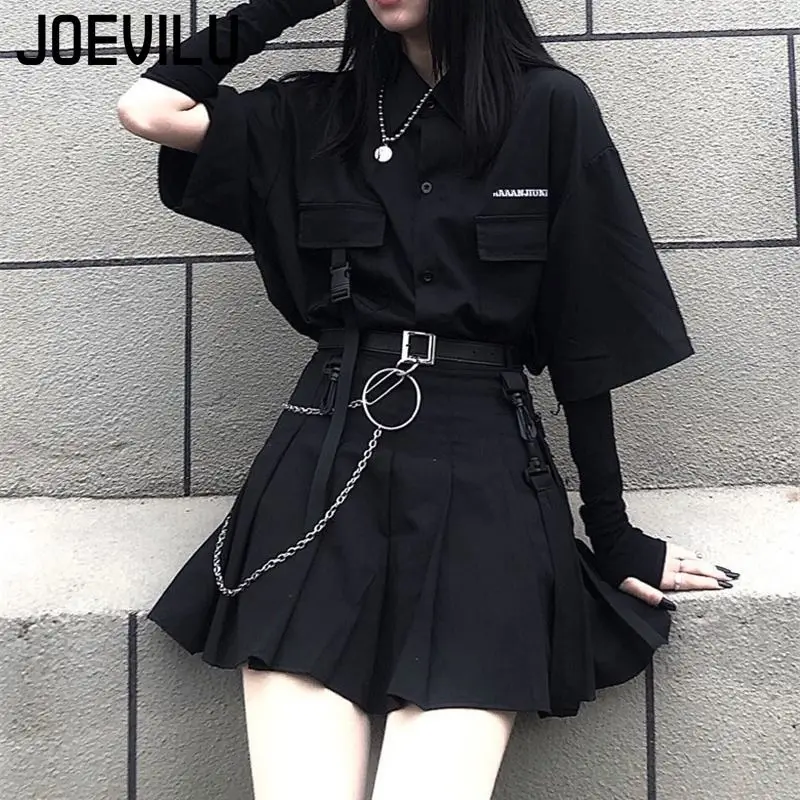 Gothic Skirt Set Loose Shirt Pleated Mini Skirts 2 Piece Sets Korean Retro Casual Outfits Women Spring Summer Aesthetic Y2k Suit
Gothic Skirt Set Loose Shirt Pleated Mini Skirts 2 Piece Sets Korean Retro Casual Outfits Women Spring Summer Aesthetic Y2k Suit