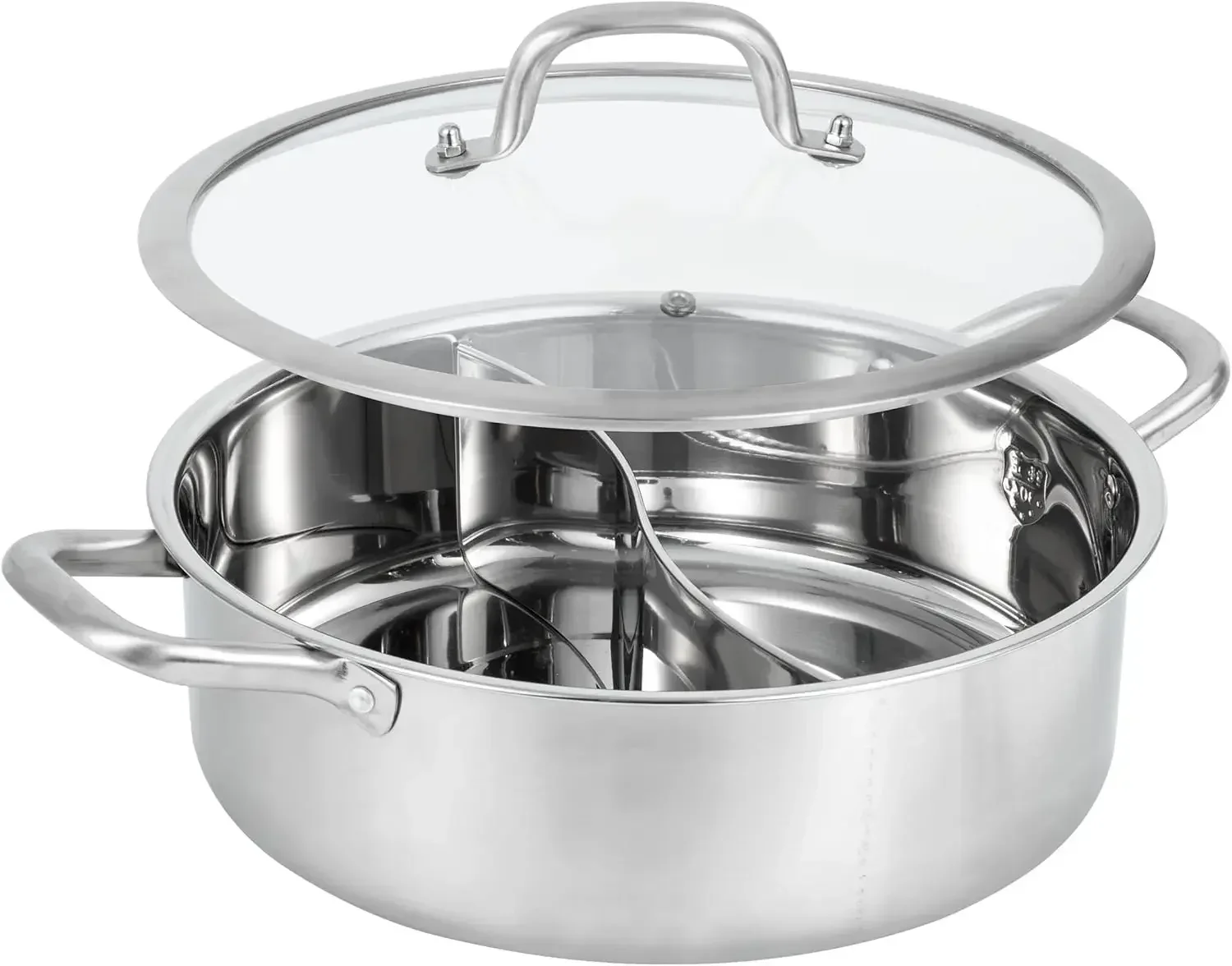 Shabu Shabu Pot, 4.5 Qt 304 Stainless Steel Hot Pot with Divider, 11.8 Inches Soup Cookware for Induction Cooktop, Gas Stove
Shabu Shabu Pot, 4.5 Qt 304 Stainless Steel Hot Pot with Divider, 11.8 Inches Soup Cookware for Induction Cooktop, Gas Stove