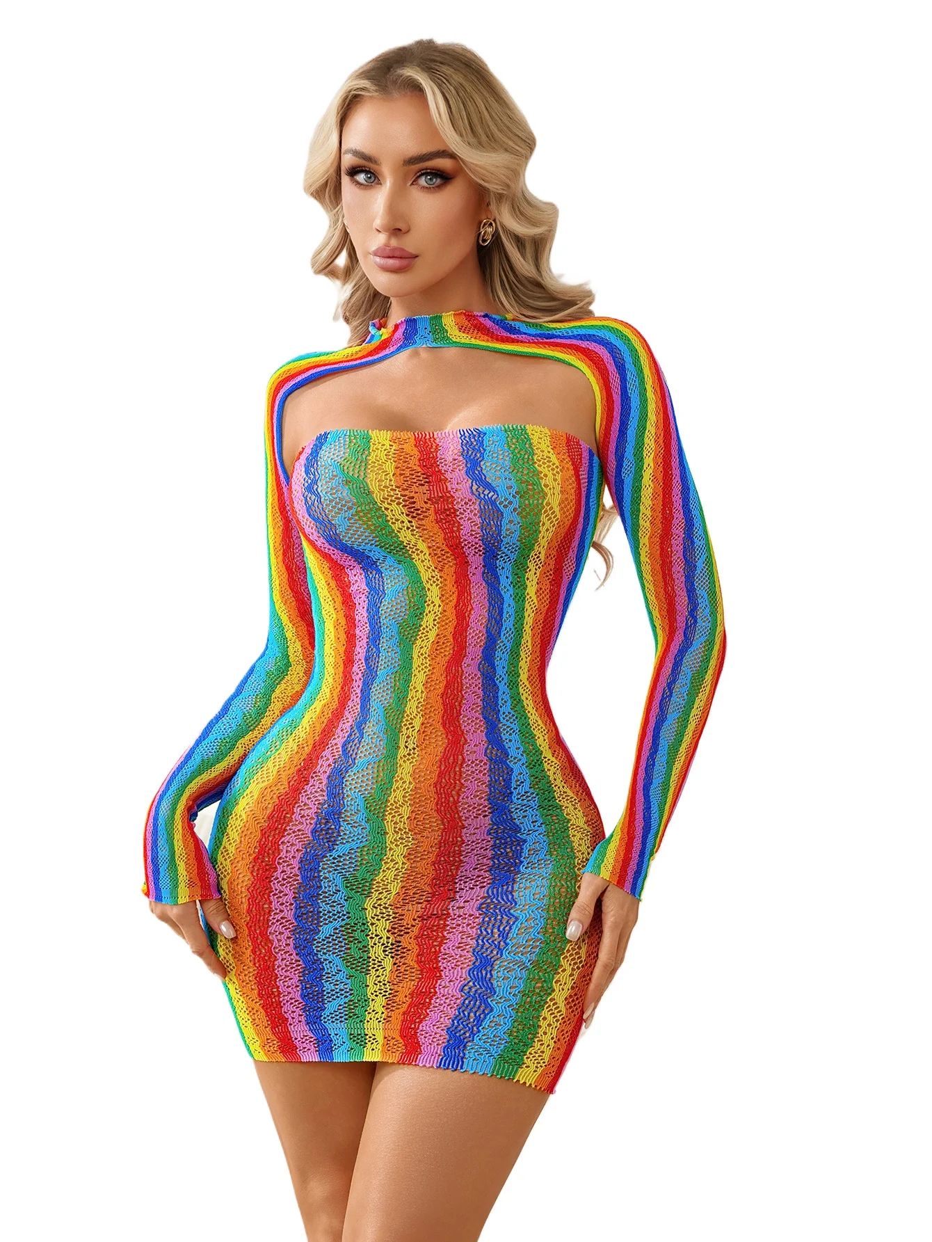 FHSEER 2pcs Women's Rainbow-colored Sexy Lingerie Strapless Bodycon Mini Dress & Raglan Long Sleeves Babydoll for Club Party
FHSEER 2pcs Women's Rainbow-colored Sexy Lingerie Strapless Bodycon Mini Dress & Raglan Long Sleeves Babydoll for Club Party