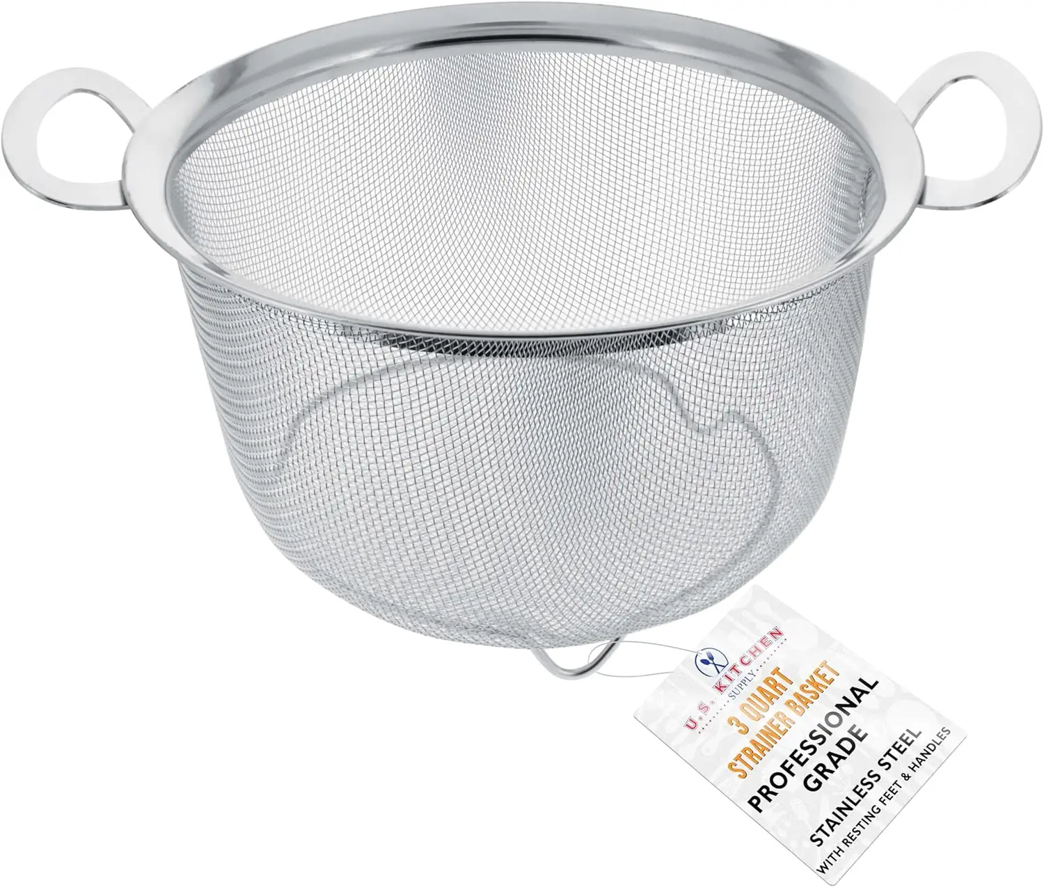 3-Quart Stainless Steel Colander with Resting Feet & Handles, Wide Rim Sieve for Kitchen
3-Quart Stainless Steel Colander with Resting Feet & Handles, Wide Rim Sieve for Kitchen