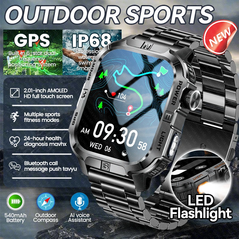 New Outdoor Men GPS Smart Watch Compass LED Flashlight 540mAh Battery Bluetooth Call 30m Waterproof Sports AMOLED Smartwatch Man
New Outdoor Men GPS Smart Watch Compass LED Flashlight 540mAh Battery Bluetooth Call 30m Waterproof Sports AMOLED Smartwatch Man