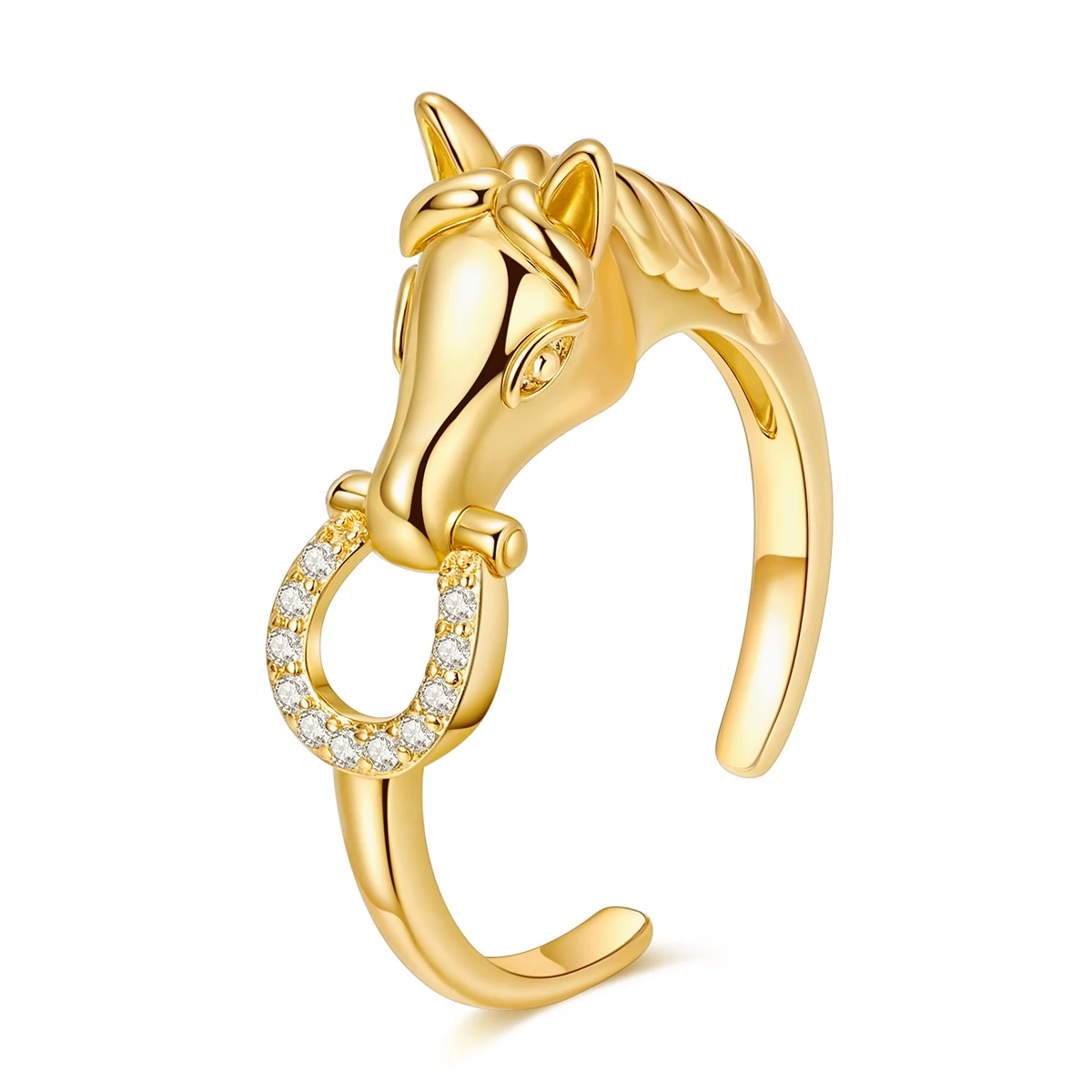 925 Sterling Silver Ring Adjustable Gold Color Horse Horseshoe Open Ring For Woman Fashion Jewelry Gift
925 Sterling Silver Ring Adjustable Gold Color Horse Horseshoe Open Ring For Woman Fashion Jewelry Gift