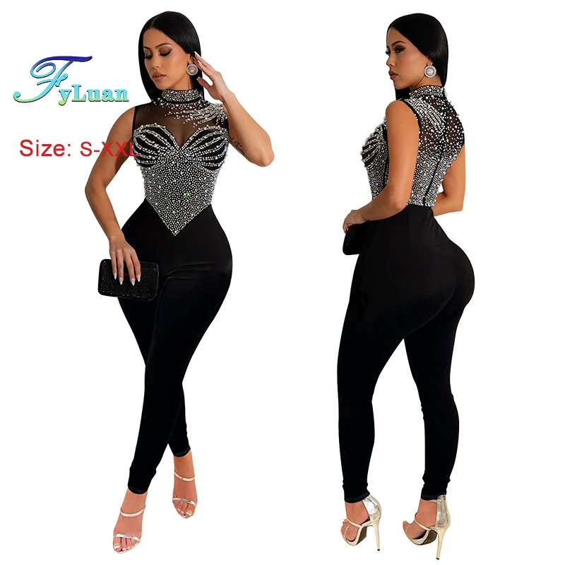 Shiny Comfortable Women Sleeveless Jumpsuits Sheer Mesh Hot Rhinestones O Neck Female Vestidos Jumpsuits Formal Prom Pants Sets
Shiny Comfortable Women Sleeveless Jumpsuits Sheer Mesh Hot Rhinestones O Neck Female Vestidos Jumpsuits Formal Prom Pants Sets