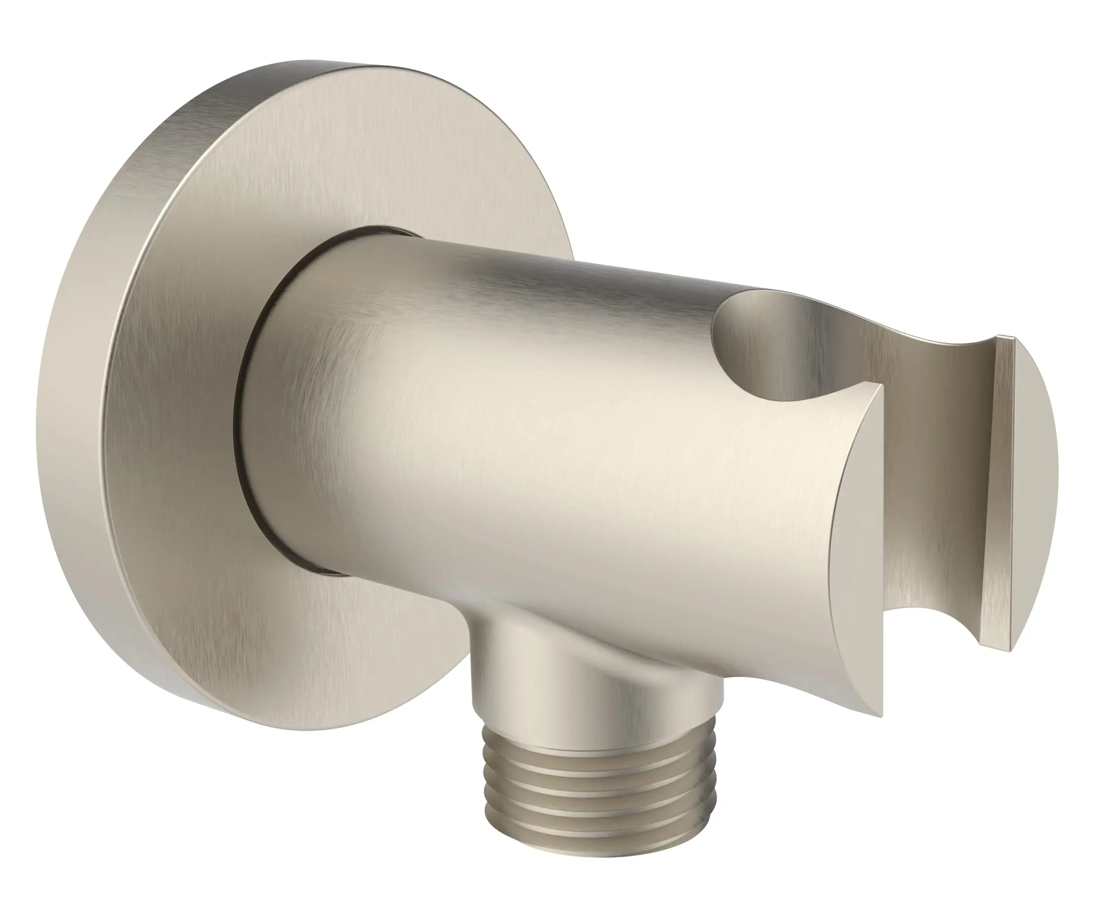 Brushed Nickel Solid Brass Wall Supply Elbow With O-Ring Flange, 1/2 NPT Female Inlet, G1/2 Outlet, Integrated Handshower Holder
Brushed Nickel Solid Brass Wall Supply Elbow With O-Ring Flange, 1/2 NPT Female Inlet, G1/2 Outlet, Integrated Handshower Holder