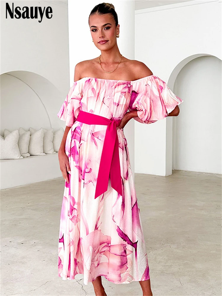 Nsauye 2025 Spring Summer Women Y2K Print Floral Off Shoulder Short Puff Sleeve Long Dresses Club Party Holiday A-Line Dress
Nsauye 2025 Spring Summer Women Y2K Print Floral Off Shoulder Short Puff Sleeve Long Dresses Club Party Holiday A-Line Dress