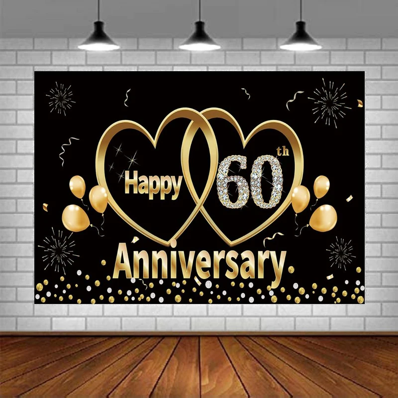 Photography Backdrop 60th Anniversary Banner Decorations Wedding Party Supplies Balloons Love Background Black Gold
Photography Backdrop 60th Anniversary Banner Decorations Wedding Party Supplies Balloons Love Background Black Gold