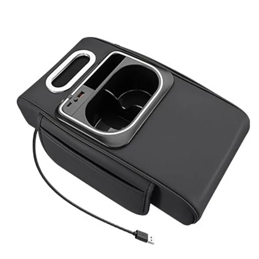 Universal Car Armrest Box Height Increasing Pad, Multifunctional Storage Box with Tissue Holder, Cup Holder, Ambient Light, USB
Universal Car Armrest Box Height Increasing Pad, Multifunctional Storage Box with Tissue Holder, Cup Holder, Ambient Light, USB