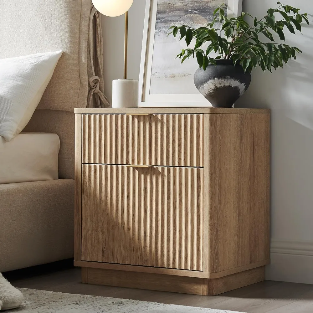 23'' Fluted Nightstand with Charging Station, Large 2 Drawer Bedside Table, Modern End Table with Storage
23'' Fluted Nightstand with Charging Station, Large 2 Drawer Bedside Table, Modern End Table with Storage