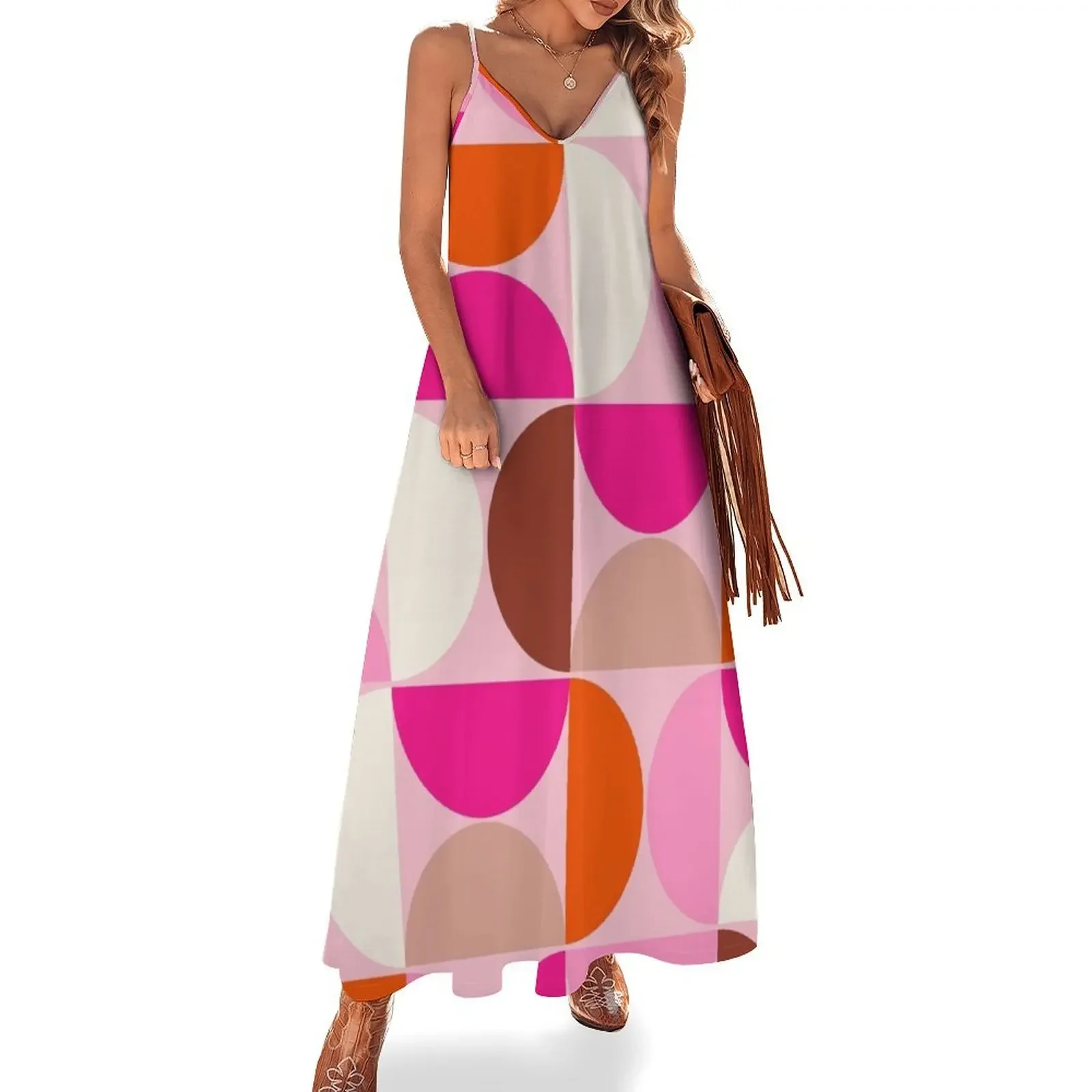 Mid Century Modern Abstract Shapes Pink Orange And Brown Retro 70s Pattern Sleeveless Dress Women's clothing Dress
Mid Century Modern Abstract Shapes Pink Orange And Brown Retro 70s Pattern Sleeveless Dress Women's clothing Dress