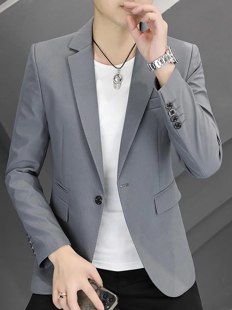 Spring Autumn Men's Casual Single Piece Jaet Youth Busin Pure Color Haome Small Suit Stand Fit Faion Urban Sle
Spring Autumn Men's Casual Single Piece Jaet Youth Busin Pure Color Haome Small Suit Stand Fit Faion Urban Sle