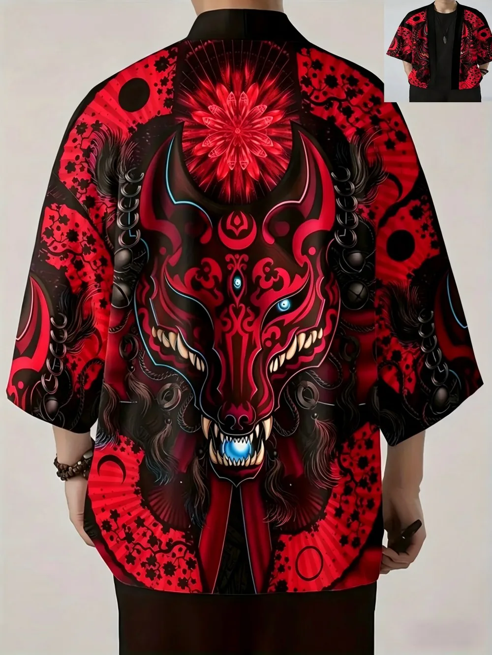 American men's summer fox totem print comfortable and breathable open kimono traditional top-level outdoor streetwear
American men's summer fox totem print comfortable and breathable open kimono traditional top-level outdoor streetwear