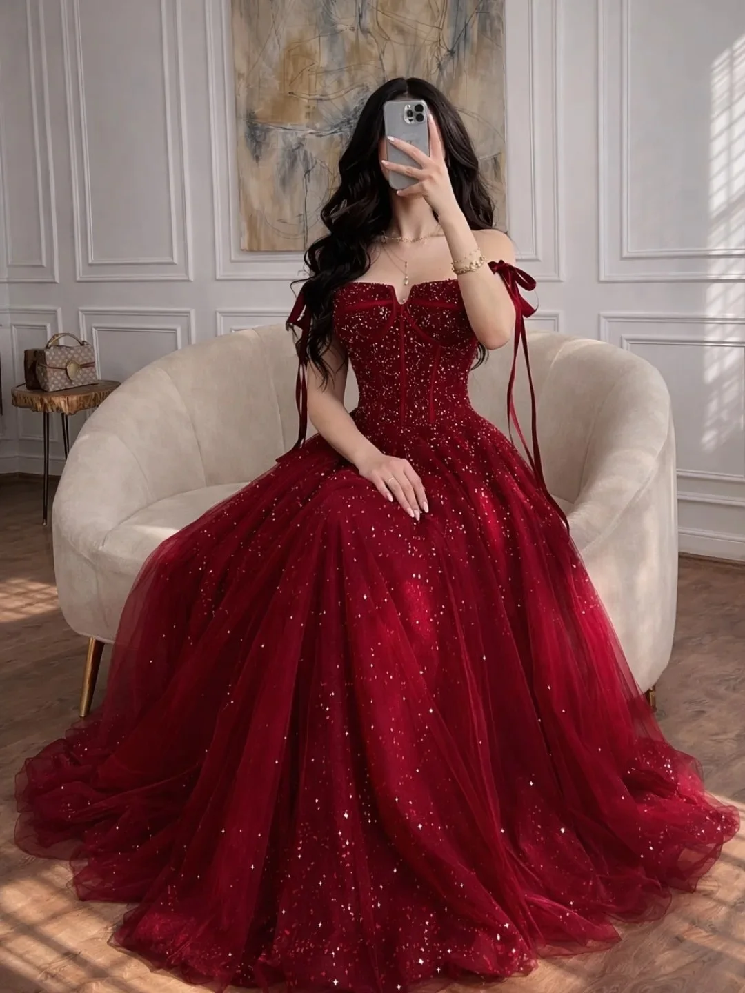 Fashion Sequins Tulle A-line Floor Length Prom Gown Customized Off The Shoulder Sleeveless Evening Dress Women's Party Dress New
Fashion Sequins Tulle A-line Floor Length Prom Gown Customized Off The Shoulder Sleeveless Evening Dress Women's Party Dress New