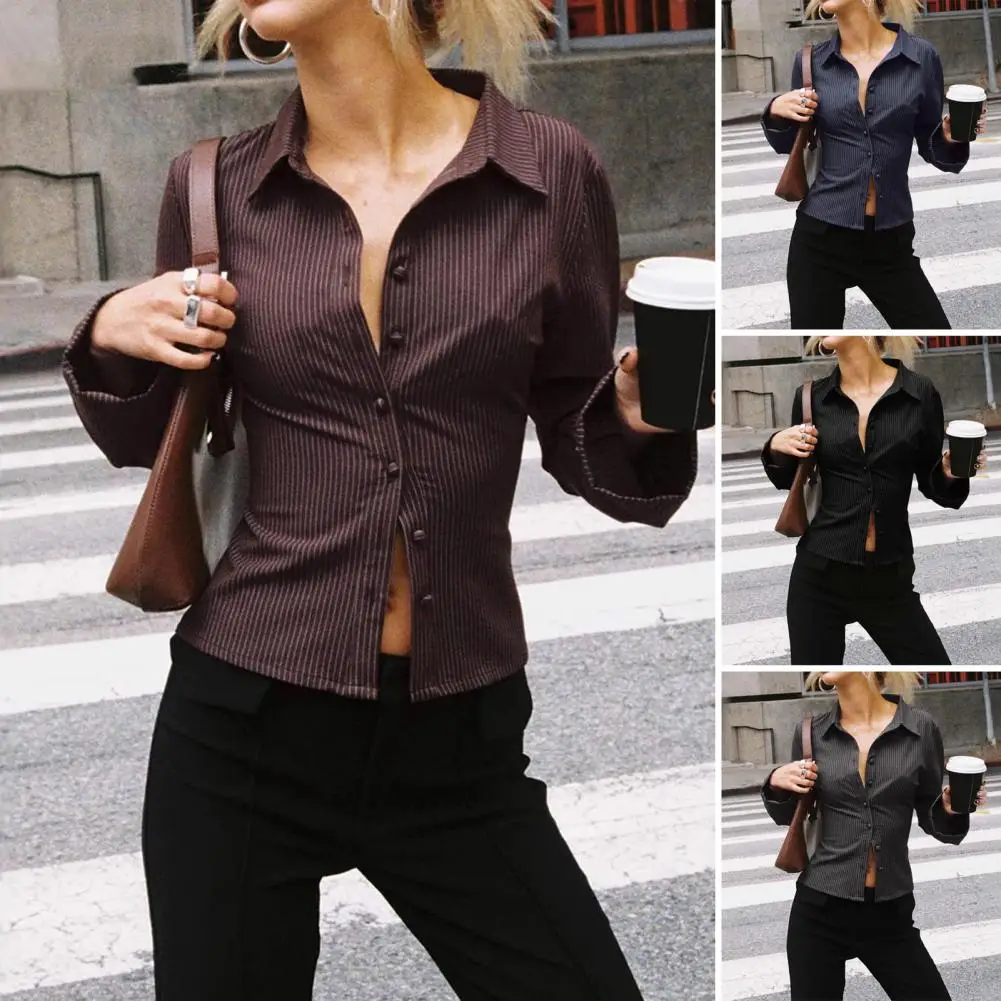 Women Shirt Tops Striped Print Lapel Shirt for Women with Long Sleeves Slim Fit Versatile Button-up Top for Wear Stylish
Women Shirt Tops Striped Print Lapel Shirt for Women with Long Sleeves Slim Fit Versatile Button-up Top for Wear Stylish