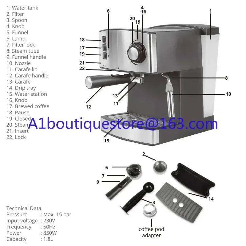coffee machine Italian cappuccino coffee machine 850 watts 15 bar maker cafeteria fast
coffee machine Italian cappuccino coffee machine 850 watts 15 bar maker cafeteria fast
