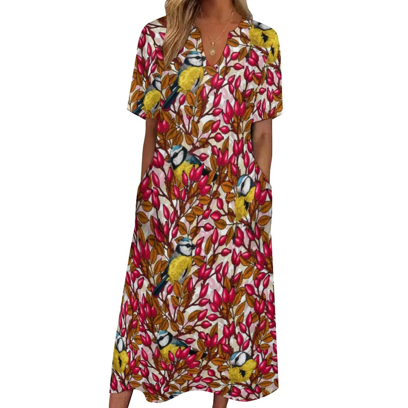 Cute Birds Dress Dog Rose Hips Cute Maxi Dress V Neck Design Casual Long Dresses Street Fashion Oversized Vestidos
Cute Birds Dress Dog Rose Hips Cute Maxi Dress V Neck Design Casual Long Dresses Street Fashion Oversized Vestidos