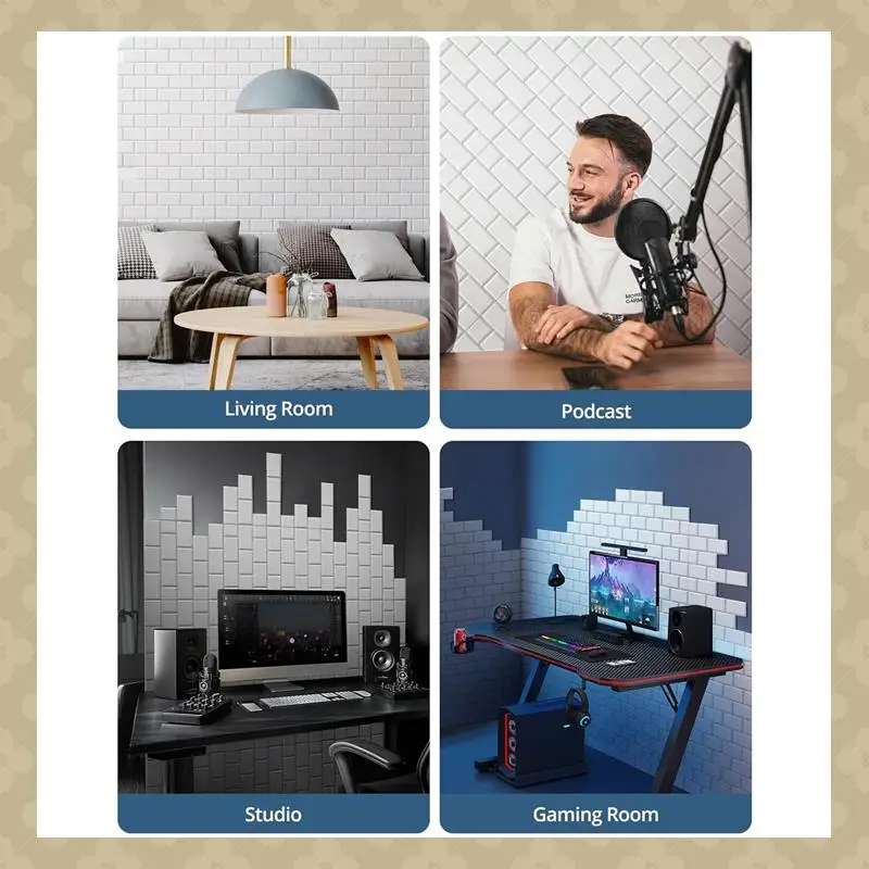12 Pack Soundproof Wall Panels Acoustic Panels 16X12'x0.4Inch Self-Adhesive Sound Panels
12 Pack Soundproof Wall Panels Acoustic Panels 16X12'x0.4Inch Self-Adhesive Sound Panels