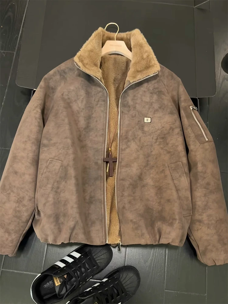 Thiened ретро бархатное хлопковое пальто из ягненка, мужское зимнее хлопковое пальто из искусственной кожи с воротником-стойкой, верхняя одежда, теплая молодежная мода
Thiened ретро бархатное хлопковое пальто из ягненка, мужское зимнее хлопковое пальто из искусственной кожи с воротником-стойкой, верхняя одежда, теплая молодежная мода