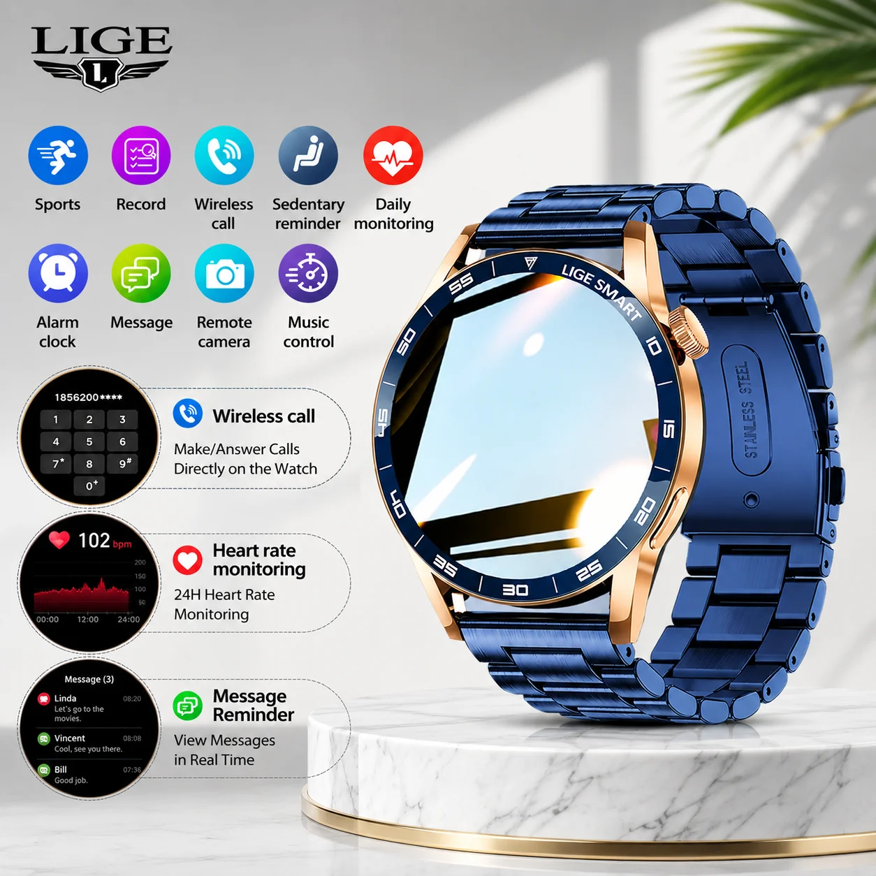 LIGE Men's Outdoor Military Smartwatch 1.38" HD Display Wireless Call Heart Rate Monitoring Multi-Sport Modes IP68 Waterproof
LIGE Men's Outdoor Military Smartwatch 1.38" HD Display Wireless Call Heart Rate Monitoring Multi-Sport Modes IP68 Waterproof