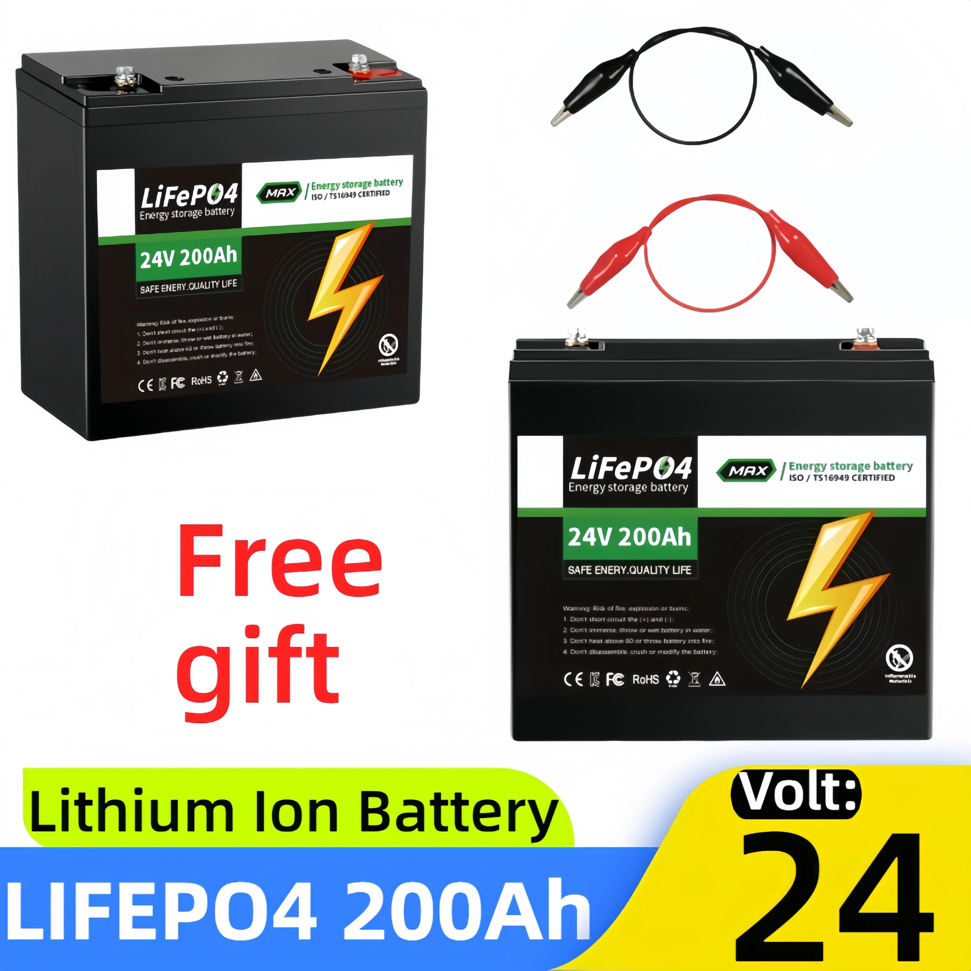 24V200Ah LiFePo4 lithium iron phosphate battery✅Rechargeable high-capacity Built-in 200A BMS 8000+ Cycles life
24V200Ah LiFePo4 lithium iron phosphate battery✅Rechargeable high-capacity Built-in 200A BMS 8000+ Cycles life