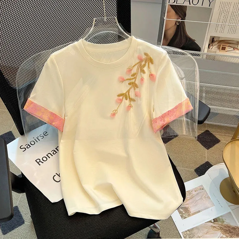 Harajuku Women's Floral embroidery Graphic O-Neck T Shirt Summer Flower Casual Loose Top Cottagecore Short Sleeve Shirts Tees
Harajuku Women's Floral embroidery Graphic O-Neck T Shirt Summer Flower Casual Loose Top Cottagecore Short Sleeve Shirts Tees