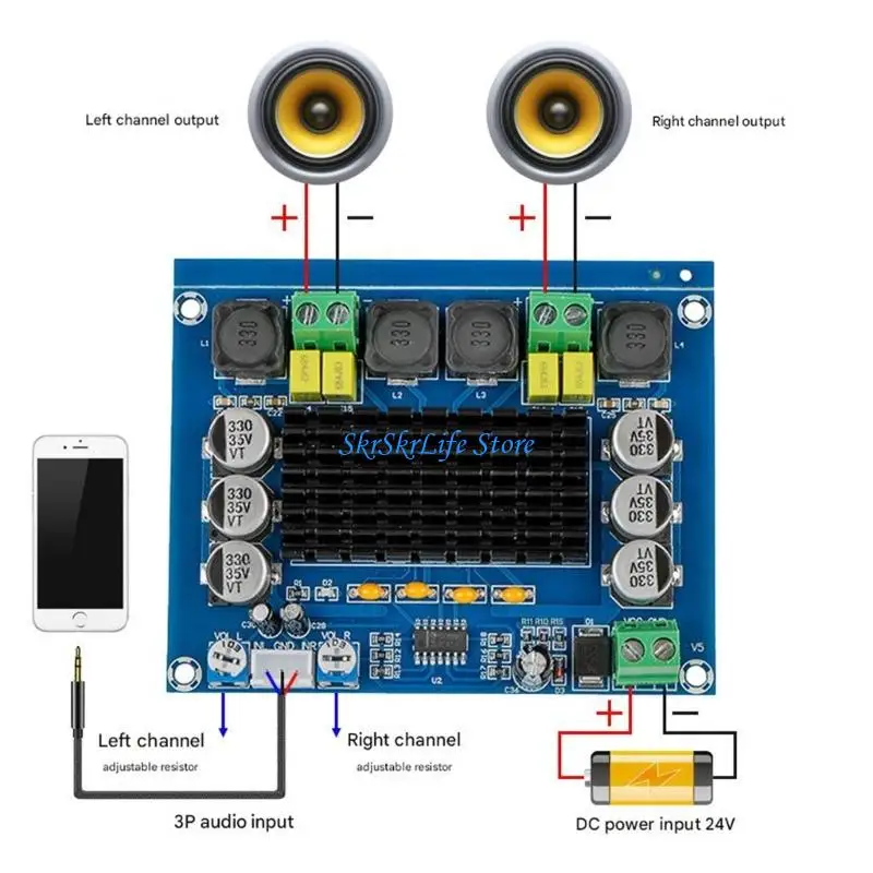 E65E Powerful 2x120W Stereo Amplifier Module With TPA3116D2 Chip For Home Theater And DIY Projects
E65E Powerful 2x120W Stereo Amplifier Module With TPA3116D2 Chip For Home Theater And DIY Projects