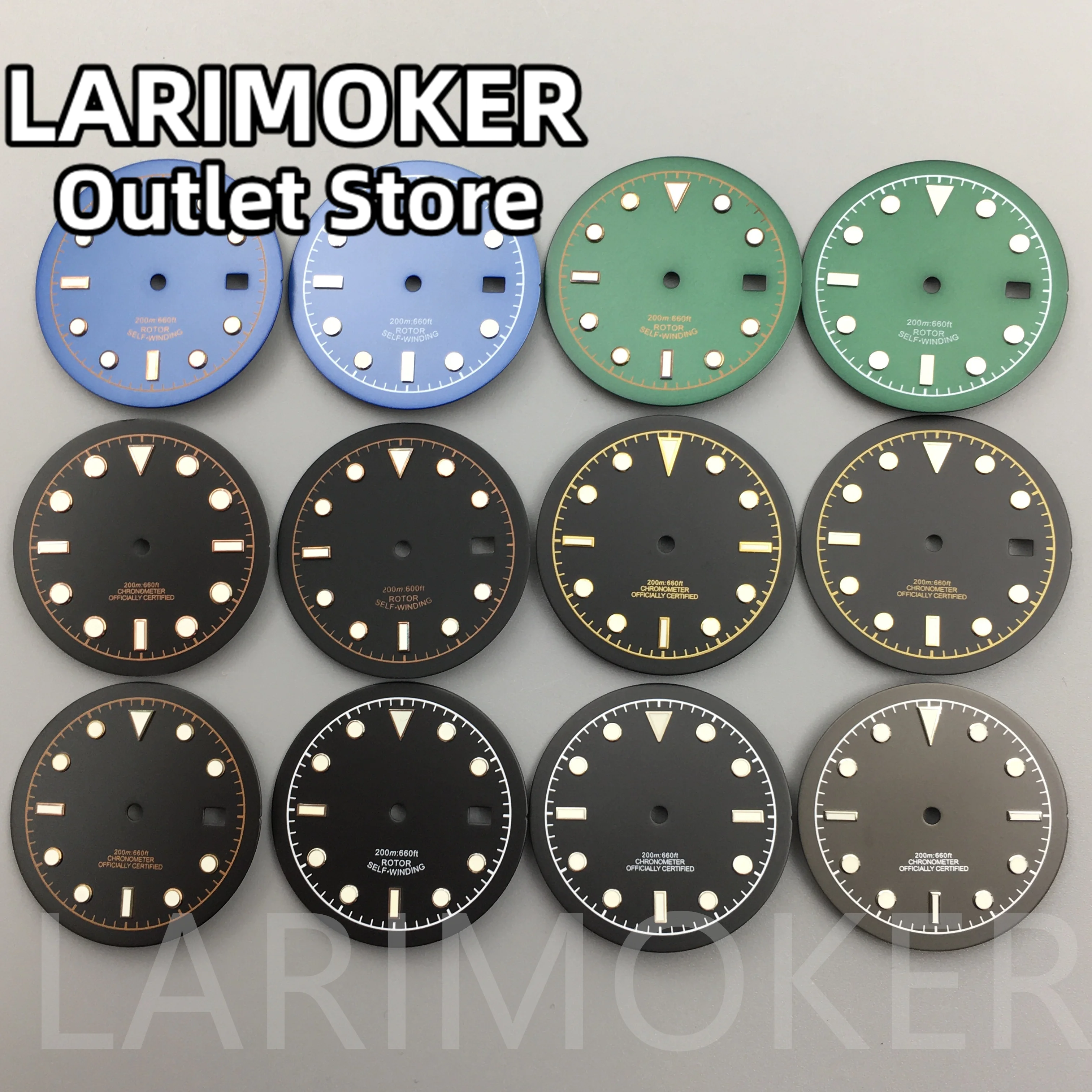 LARIMOKER 33.5mm Dial Black Green Blue Green luminous Fit NH35 NH36 ETA 2824 Miyota PT5000 Movement Watch dial
LARIMOKER 33.5mm Dial Black Green Blue Green luminous Fit NH35 NH36 ETA 2824 Miyota PT5000 Movement Watch dial