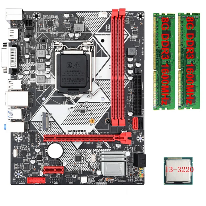B75-H Desktop Motherboard +I3-3220 CPU +2X8G DDR3 1600Mhz RAM LGA 1155 USB 3.0 SATA 3.0 Computer Motherboard
B75-H Desktop Motherboard +I3-3220 CPU +2X8G DDR3 1600Mhz RAM LGA 1155 USB 3.0 SATA 3.0 Computer Motherboard
