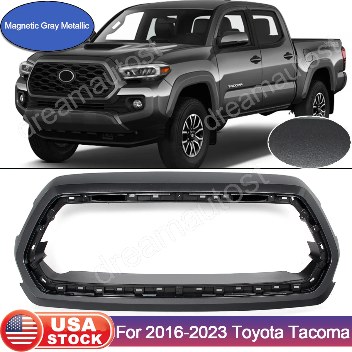 Magnetic Gray Front Grille Outer Surround Bracket Holder For Toyota Tacoma 16-23
Magnetic Gray Front Grille Outer Surround Bracket Holder For Toyota Tacoma 16-23