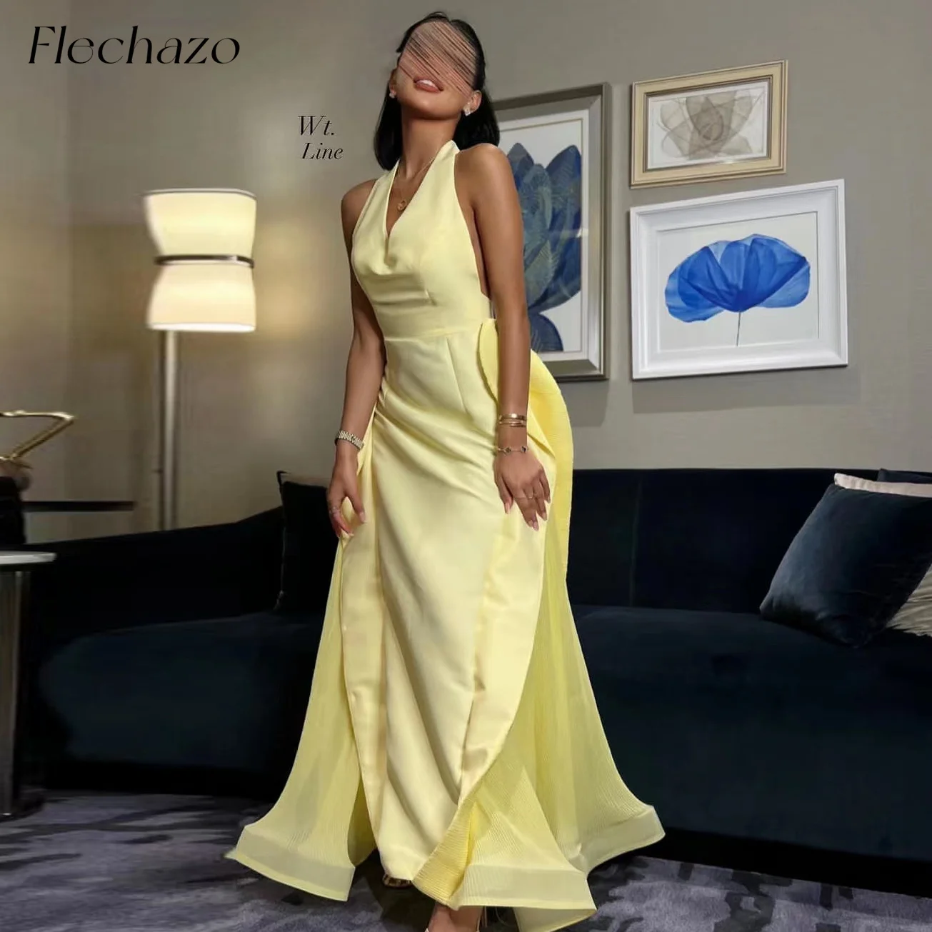 Flechazo Light Yellow Evening Dresses Halter-Neck Sexy Backless Pleated Hem Formal Occasion Dress For Women 2024 Robe de soiree
Flechazo Light Yellow Evening Dresses Halter-Neck Sexy Backless Pleated Hem Formal Occasion Dress For Women 2024 Robe de soiree