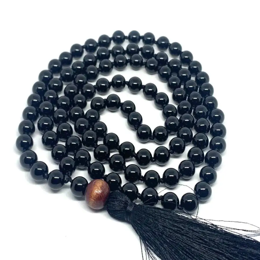 Natural Black Obsidian 108 Beads Mala Necklace with Sandalwood Pendant Black Tassel Spiritual Jewelry
Natural Black Obsidian 108 Beads Mala Necklace with Sandalwood Pendant Black Tassel Spiritual Jewelry