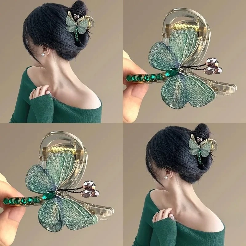 Hair Claw Clip Butterfly Embroidered Elegant Green Half-tied Hair On The Back Of The Head Shark Clip Retro Style Embroidered But
Hair Claw Clip Butterfly Embroidered Elegant Green Half-tied Hair On The Back Of The Head Shark Clip Retro Style Embroidered But