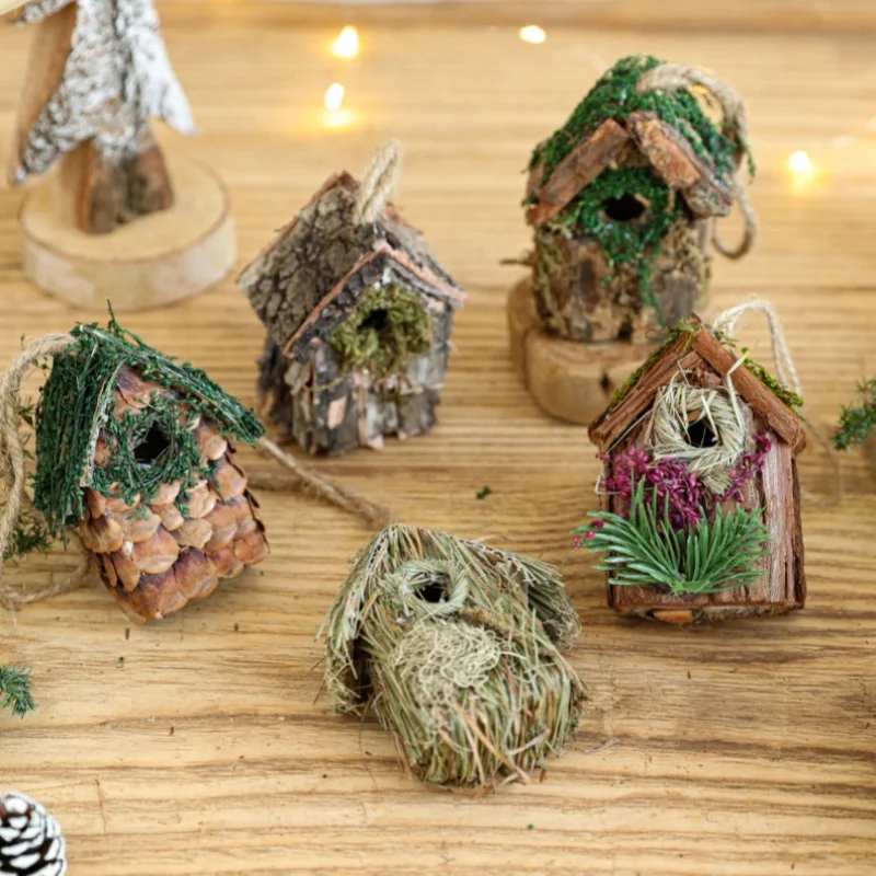 Wooden Birdhouse House Hanging Moss Bark Flower Grass Thatch Birdhouse Christmas Tree Hanging Decorations Christmas Decorations
Wooden Birdhouse House Hanging Moss Bark Flower Grass Thatch Birdhouse Christmas Tree Hanging Decorations Christmas Decorations