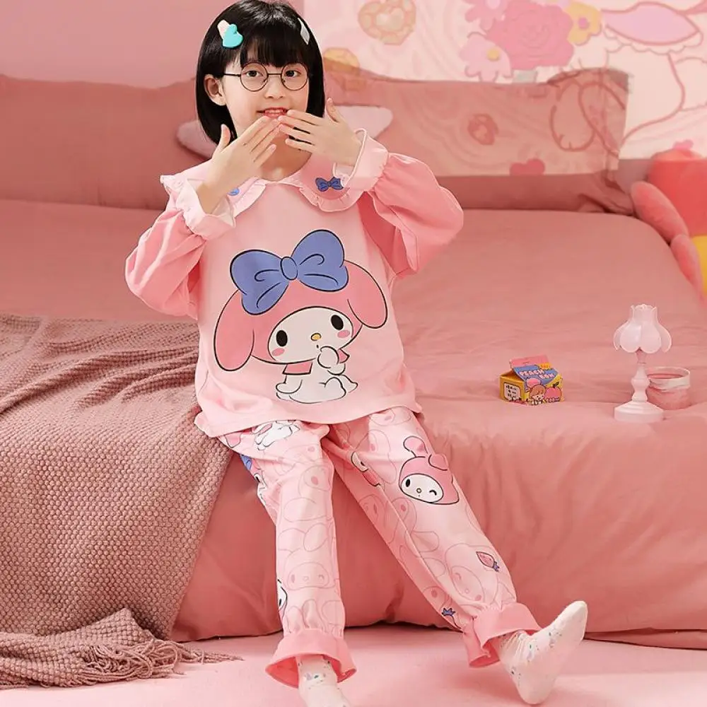 Kawaii Sanrio Cinnamoroll детский пижамный костюм Hello Kitty, одежда для сна Kuromi Melody для девочек, домашняя одежда с длинными рукавами, милая одежда для дома
Kawaii Sanrio Cinnamoroll детский пижамный костюм Hello Kitty, одежда для сна Kuromi Melody для девочек, домашняя одежда с длинными рукавами, милая одежда для дома