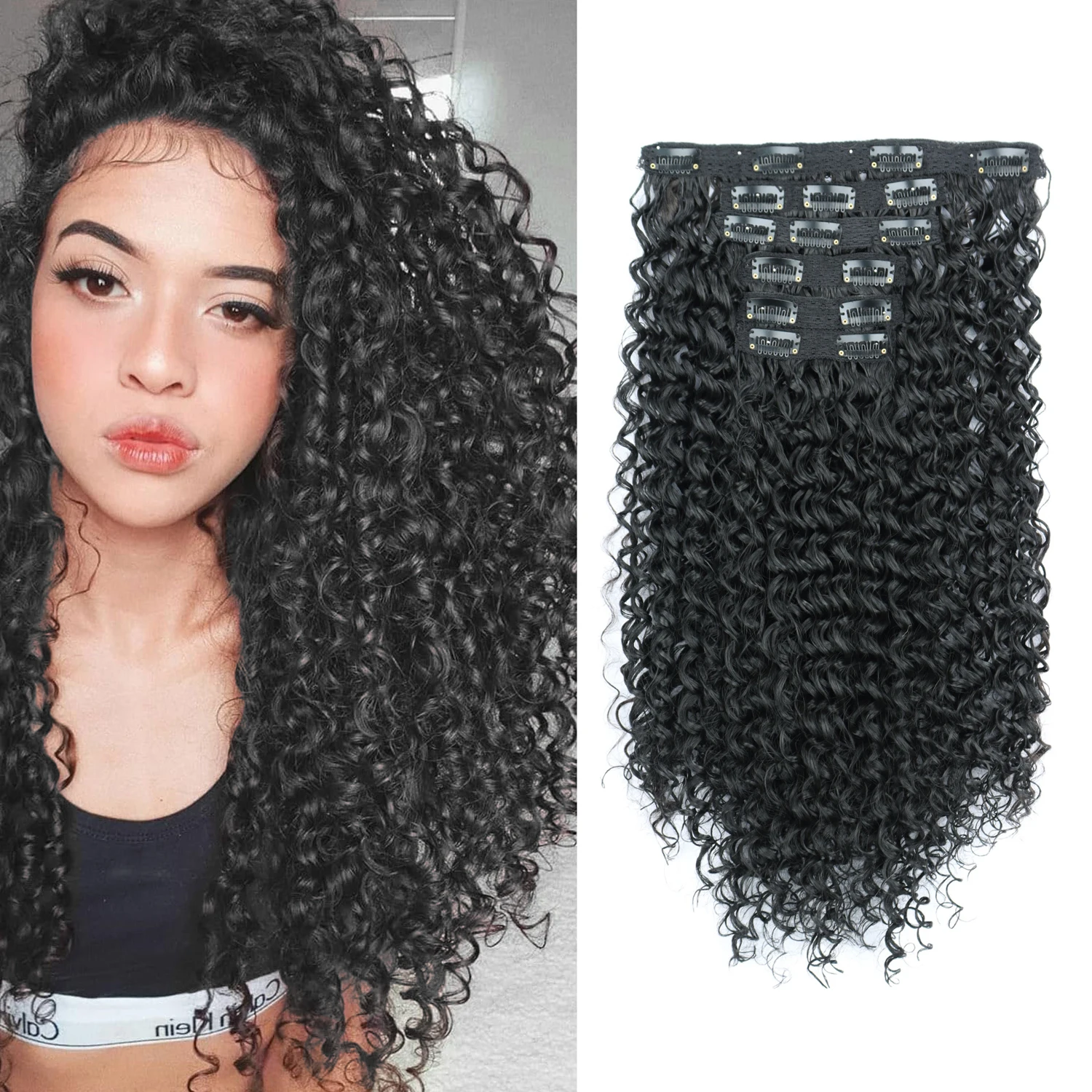 6Pcs 140G Clip In Jerry Curly Hair Extensions | Synthetic | Natural Black | For Black Women,Perfect for Halloween Christmas 
6Pcs 140G Clip In Jerry Curly Hair Extensions | Synthetic | Natural Black | For Black Women,Perfect for Halloween Christmas