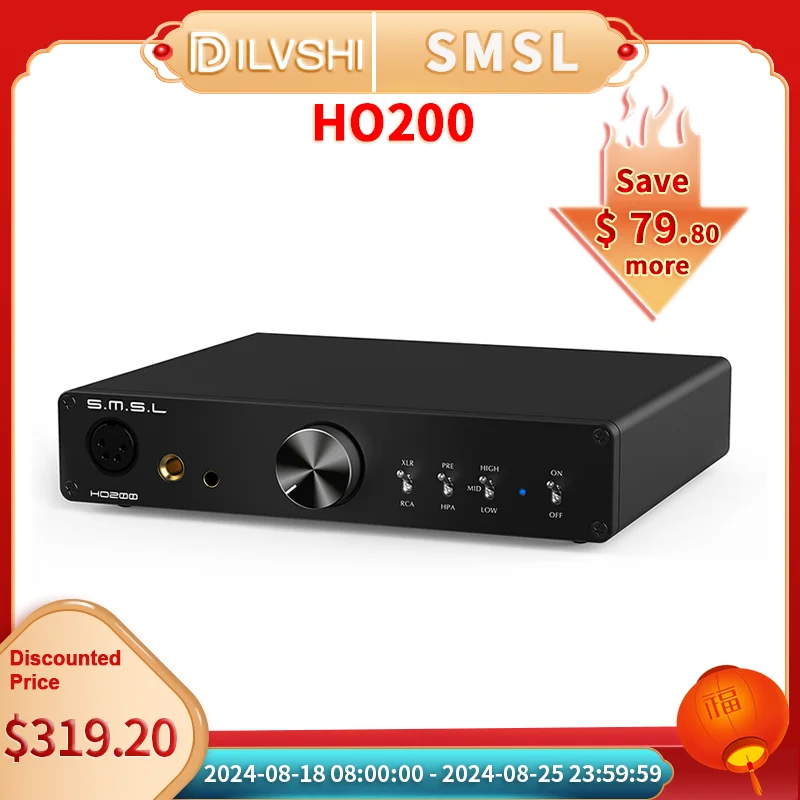 SMSL HO200 Headphone Amplifier XLR 4.4 Balanced 6.35mm Unbalanced XLR RCA Pre-Amplfier High Power Output Headphone Amplifier
SMSL HO200 Headphone Amplifier XLR 4.4 Balanced 6.35mm Unbalanced XLR RCA Pre-Amplfier High Power Output Headphone Amplifier
