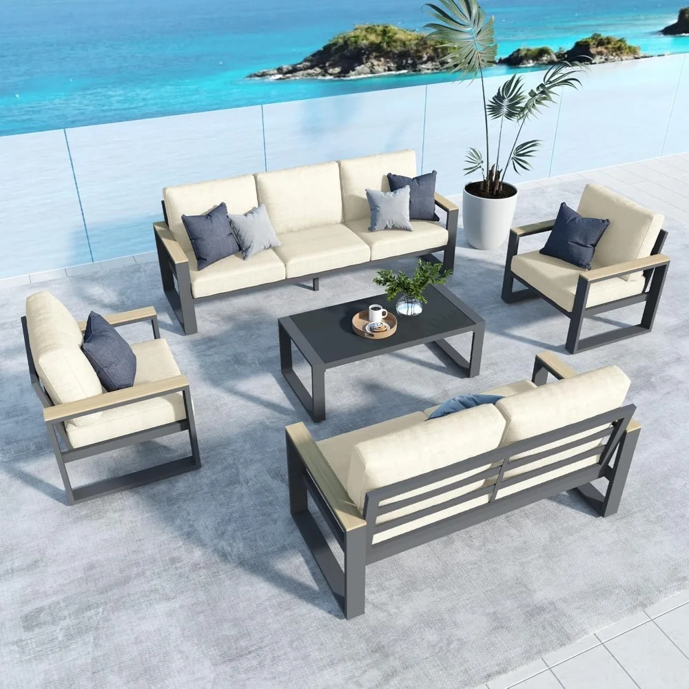 Aluminum Patio Furniture, 7-Seats Metal Outdoor Furniture Set with Coffee Table, Modern Patio Sofa Sets Outdoor Conve
Aluminum Patio Furniture, 7-Seats Metal Outdoor Furniture Set with Coffee Table, Modern Patio Sofa Sets Outdoor Conve