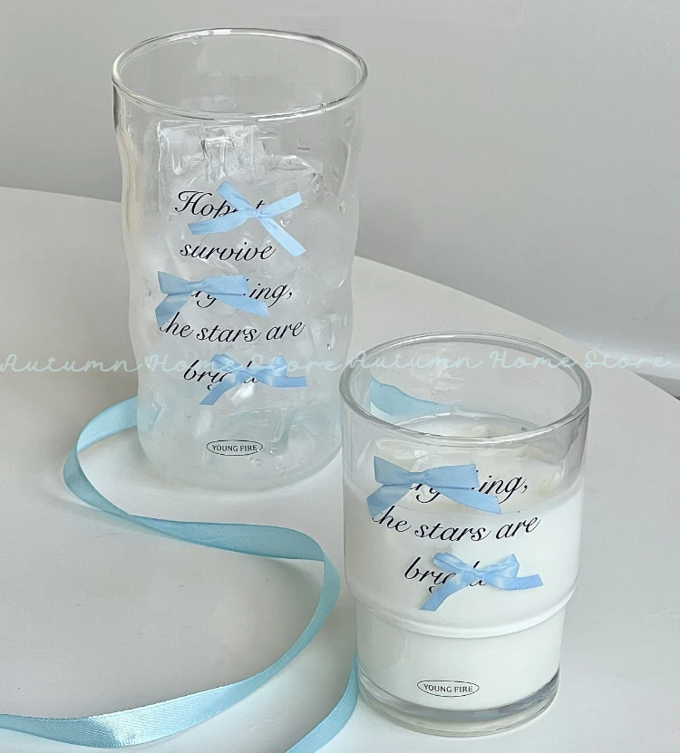 Blue Bow Small Fresh Transparent Glass Cup Coffee Milk Juice Beverage Cup Double Wall Glass Cups
Blue Bow Small Fresh Transparent Glass Cup Coffee Milk Juice Beverage Cup Double Wall Glass Cups