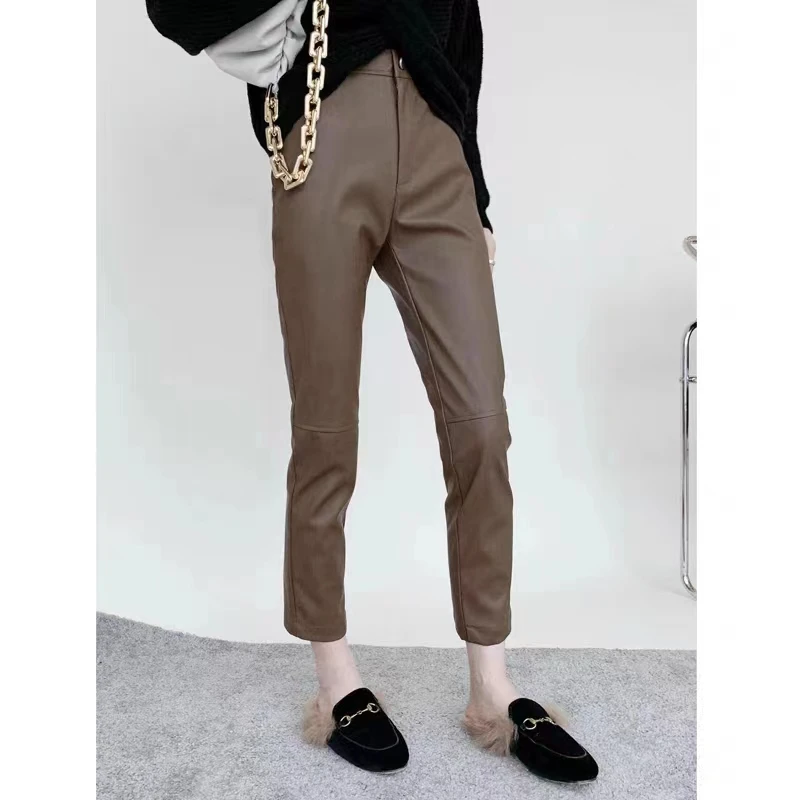 Ning Genuine eepskin Leather Pants High Waist Slim Fit Nine Points Cuffed Simple Sle Women's Casual Trousers
Ning Genuine eepskin Leather Pants High Waist Slim Fit Nine Points Cuffed Simple Sle Women's Casual Trousers