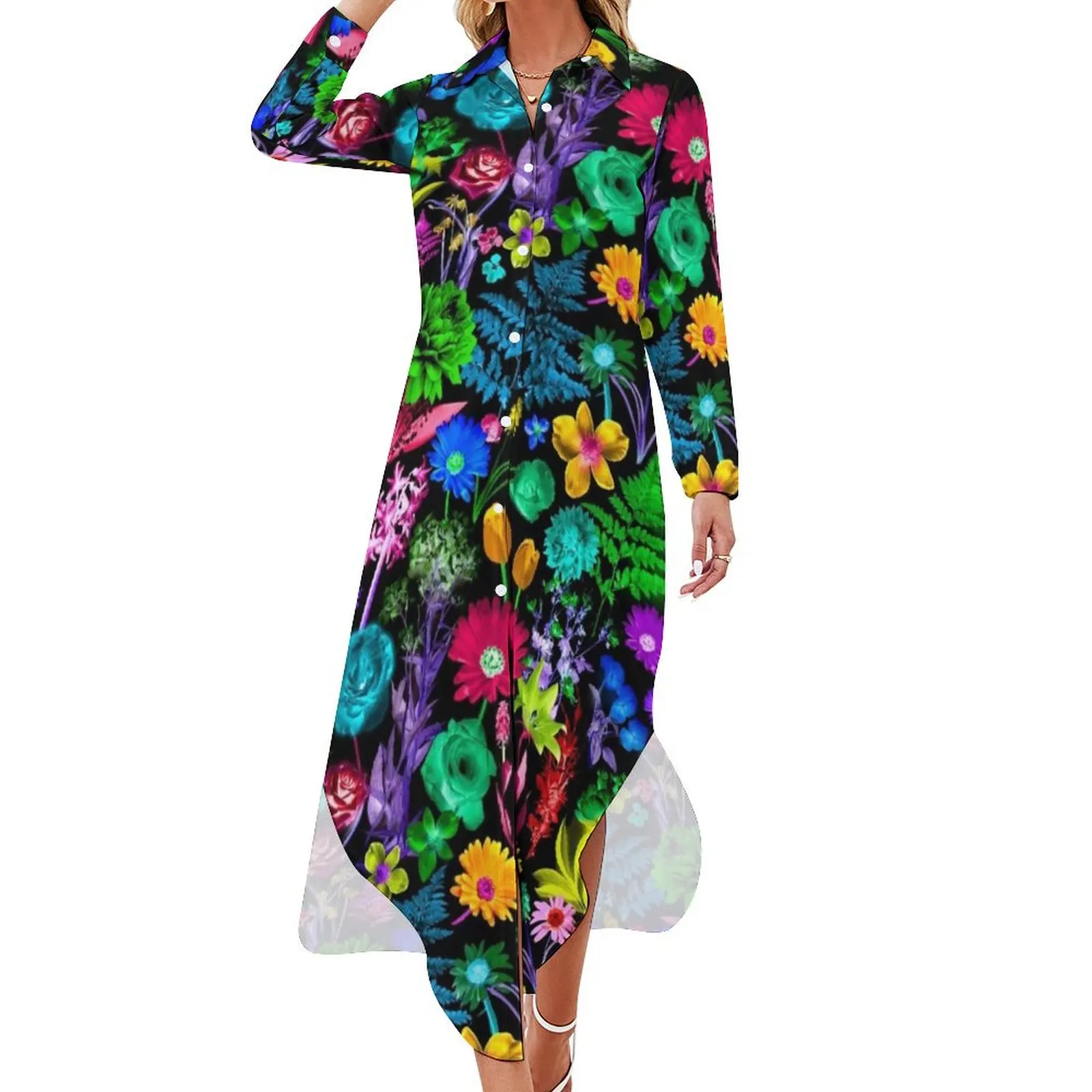 Glowing Garden Long Sleeved Shirt Dress festival outfit women cute dress Long dress woman
Glowing Garden Long Sleeved Shirt Dress festival outfit women cute dress Long dress woman