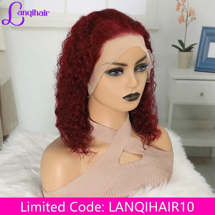 99J Curly Bob Hair Wig Human Hair Lace Frontal Wigs For Women Brazilian Remy Bob 13X4 Transparent Lace Front Wig Burgundy Color
99J Curly Bob Hair Wig Human Hair Lace Frontal Wigs For Women Brazilian Remy Bob 13X4 Transparent Lace Front Wig Burgundy Color