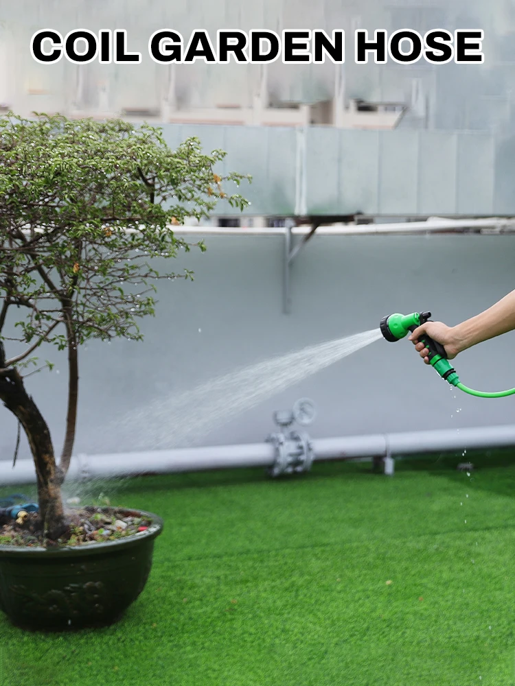 50 feet/30m Garden EVA Coil Hose Explosion-Proof 3/4-inch Connector Stretch Water Pipe 7 Function Sprayer High Pressure Hose
50 feet/30m Garden EVA Coil Hose Explosion-Proof 3/4-inch Connector Stretch Water Pipe 7 Function Sprayer High Pressure Hose