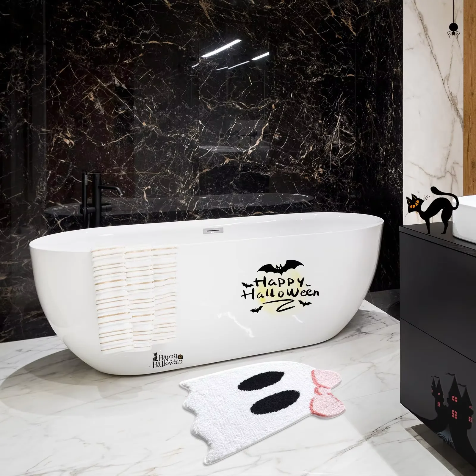 VIKAMA Коврик для ванной комнаты с бантом и призраком, мягкий и впитывающий милый коврик для ванной на Хэллоуин, нескользящий моющийся коврик для Хэллоуина, праздничный домашний декор
VIKAMA Коврик для ванной комнаты с бантом и призраком, мягкий и впитывающий милый коврик для ванной на Хэллоуин, нескользящий моющийся коврик для Хэллоуина, праздничный домашний декор