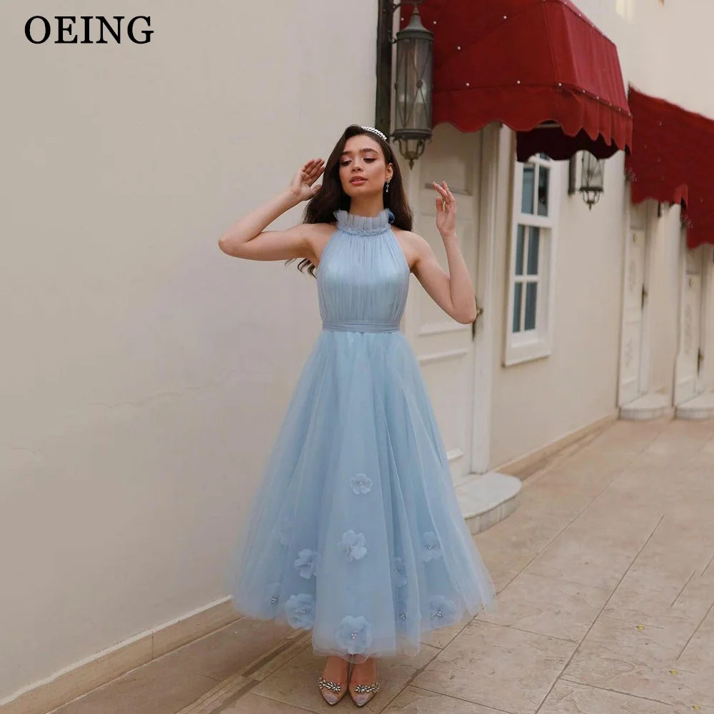 OEING Halter Neck A Line Prom Dresses Sky Blue Ankle Length Evening Dress Lace Appliques Sleeveless Wedding Party Gowns 2024
OEING Halter Neck A Line Prom Dresses Sky Blue Ankle Length Evening Dress Lace Appliques Sleeveless Wedding Party Gowns 2024