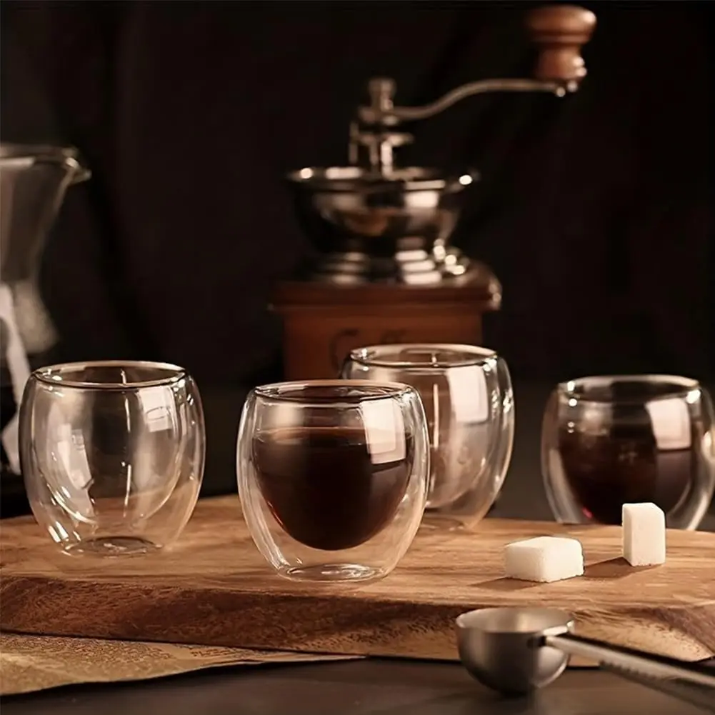 250ml/350ml 6pcs Cappuccino Shot Glasses, Double Wall Insulated Small Demitasse Cups Suit for Espresso Machine, Microwave Safe
250ml/350ml 6pcs Cappuccino Shot Glasses, Double Wall Insulated Small Demitasse Cups Suit for Espresso Machine, Microwave Safe