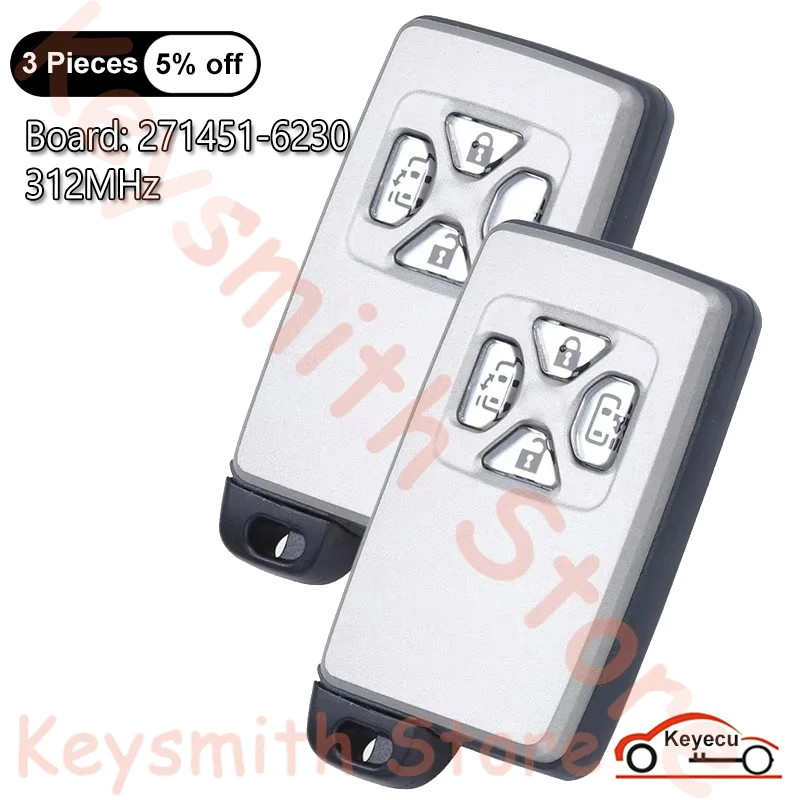 KEYECU 3 4 кнопки 312 МГц для Toyota Estima Alphard Isis Vellfire Voxy Noah Auto Smart Remote Control Key Fob Board: 271451 -6230
KEYECU 3 4 кнопки 312 МГц для Toyota Estima Alphard Isis Vellfire Voxy Noah Auto Smart Remote Control Key Fob Board: 271451 -6230
